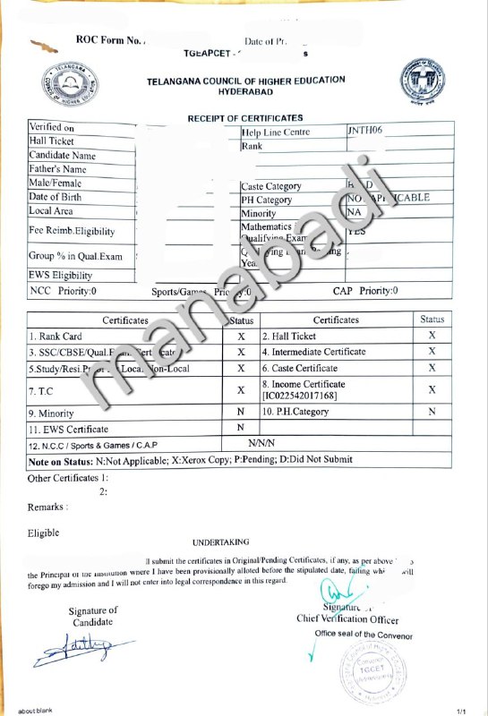 TS Eamcet counselling